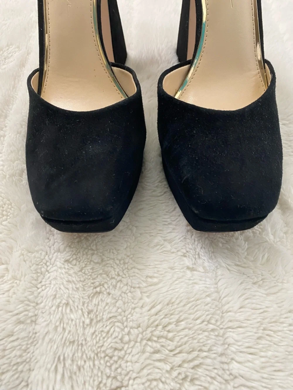 Jessica Simpson Black Suede Platform Block Heels with Ankle Strap Size 8.5